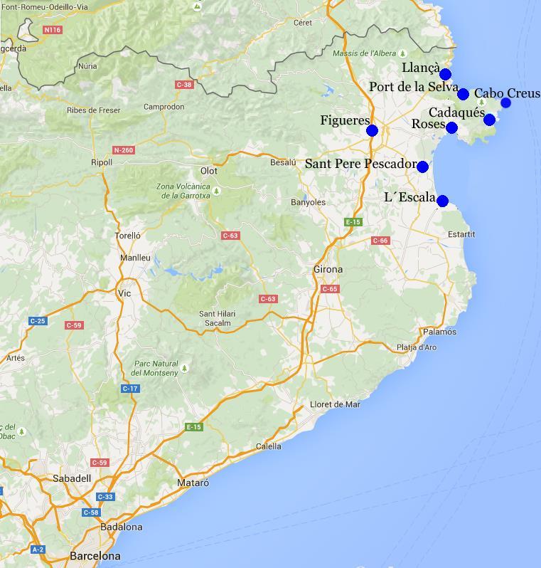 Costa Brava, Figueres Llançà, 7 nätter 7(7) Costa Brava Vandringen följer i huvudsak leden GR-92, men bitvis går leden även längs GR-11 och Camí de Ronda.