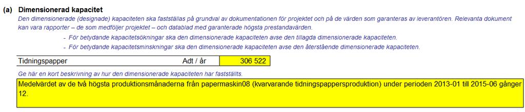 Exempel 2: En anläggning som producerar tidningspapper (som har ett produktriktmärke) och har genomfört en kapacitetsminskning. 5.2. Fastställandet av start av normal eller ändrad drift Punkter (b) och (d) är enkla att följa, medan (c) är bara relevant för nya anläggningar.