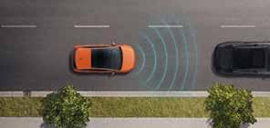 vinkeln. Radarsensorer registrerar området bakom bilen och om systemet upptäcker en bil indikeras detta genom LED-indikering i ytterbackspeglarna.