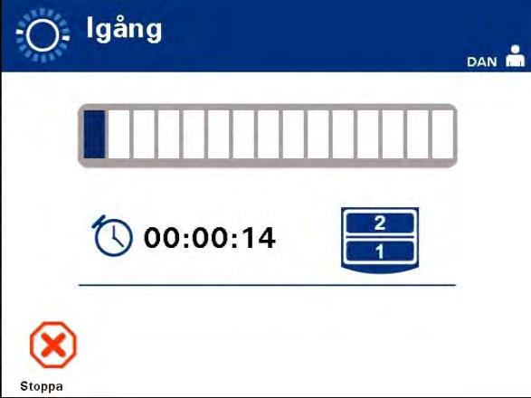 Avsnitt 4.6 Starta belysningsprocessen Kapitel 4 Så här använder du belysningsinstrumentet Avsnitt 4.6 Starta belysningsprocessen Skärmen Igång visas automatiskt.