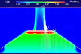 Possible effect of vapor release through localized openings (e.g. a central hole) in the cake was studied using the same geometry as in [108]. Three cases were considered [109]: (i) a central hole, 0.