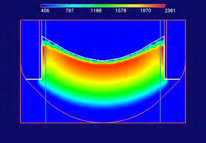 (a) Figure 3-30: Particle temperature in initially quenched debris bed at time t=3 h: (a) M = 200 t, d = 1 mm; (b) M = 100 t, d = 1 mm.