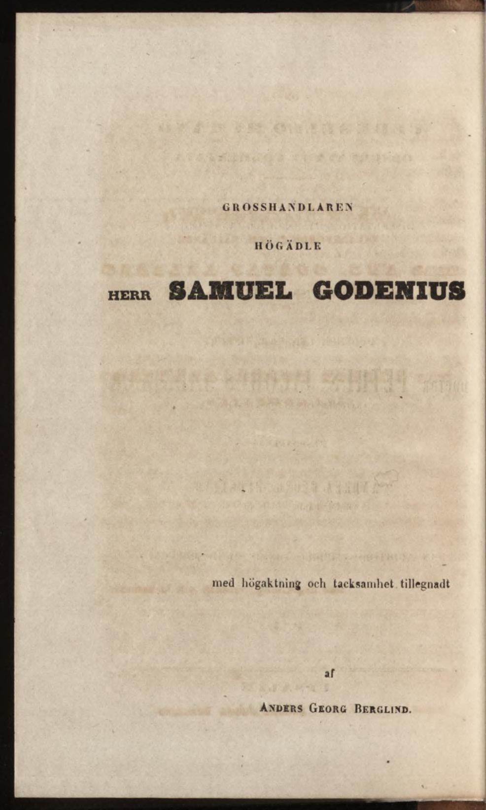 H O (i ADLE HERR SAMUEL GODENIUS med