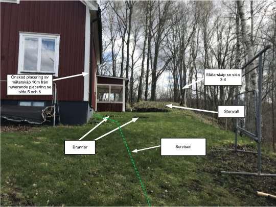 I området finns en abonnent vars mätarskåp är utanför tomtgräns vilket inte följer Ellevios bestämmelser eller SS 437 01 02 [11] och ska därför förflyttas till abonnents egendom.