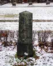 Kvarter: 2 Gravnr: 047 Tillkomstår: 1917 Karaktäristik: Låg liggande svart sten med profilerade kanter med ett förhöjt kors och förhöjd text mitt på stenen.