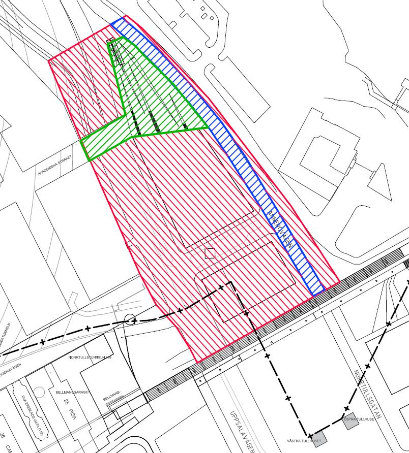 Området norr om Värtabron, där utgifter och inkomster ska fördelas mellan Stockholm och Landstinget.