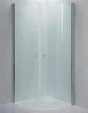 blank aluminium/klarglas WC/DUSCH Angel Rakt hörn med två öppningsbara dörrar, grepp och profiler i blank aluminium, höjd 2000 mm.