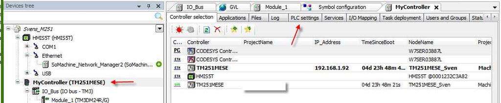 1 GATEWAY Se till att Gateway är Startad 8.1.1 Gå on-line Klicka i MyController Välj PLC settings.