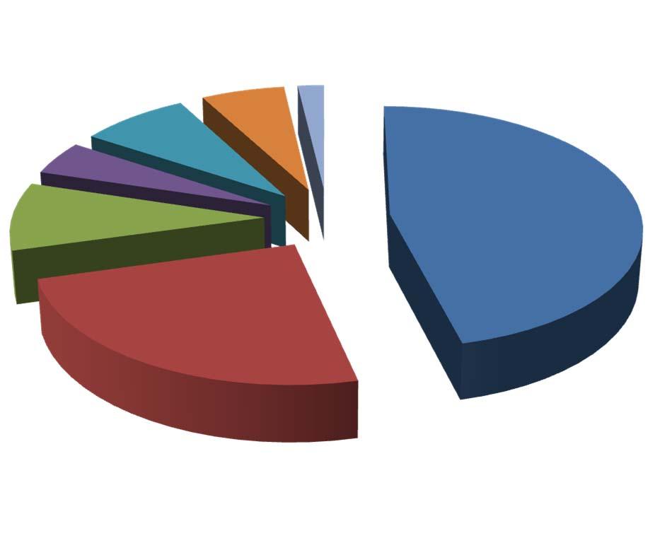 TRFs förbrukning 2014-2015 (266 milj $) 16; 6% 5; 2% 21; 8% 12; 5% 24; 9% 65; 24% 123;