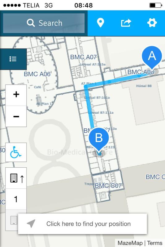 BMC APP / webblänk Make route A B Share point URL länk Sök