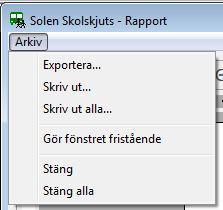 Exportera Diverse inställningar för exportering av en rapport anges här.