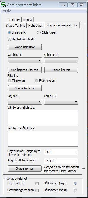 Ange först om du vill jobba med Linjetrafik, Beställningstrafik eller Båda typer samtidigt.