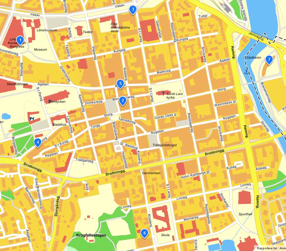 AVSTÅND FRÅN KONFERENSLOKALEN TILL HOTELLEN 1. Linköping Kongress och Konferens Standard Gångtid ca. Enkelrumspris 2. Elite Stora hotellet 4 5 minuter 1.310.- 3.