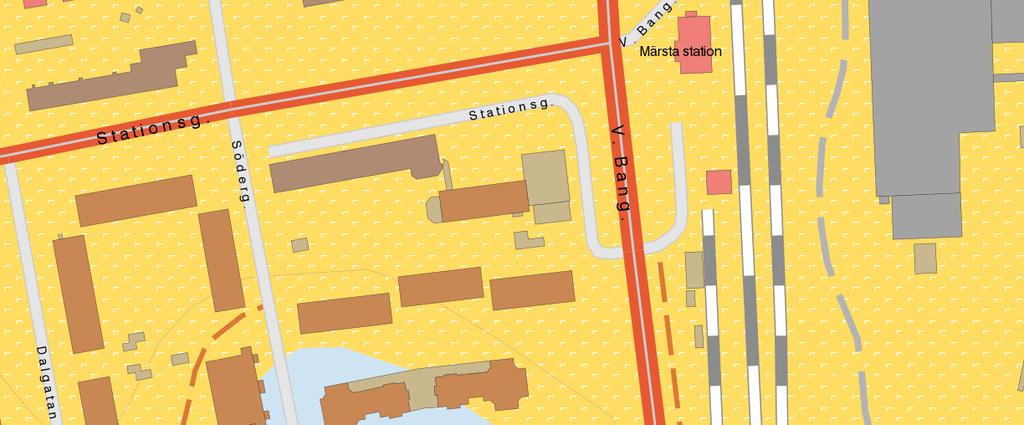 3.2 Geotekniska förhållanden Figur 3 visar ett utdrag från SGU:s jordartskarta över planområdet. Hela området återfinns inom det gulmönstrade fälten vilket tyder på ett underlag av lera.