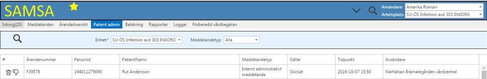 Registrera nytt ärende 7 6 5. Klicka på Patient admin. Skriv in fullständigt personnummer ( siffror i en följd).