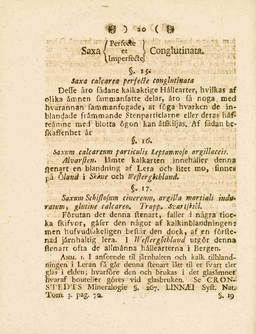 20 ' ' ;; " 7Peffé<sé ')"'"' "" :r' ''"''' ' "' "" *'"*. ' '» Saxat et V Conglutinata».:/v.._ \.lmperfé&ej '_'*.!*" Saxa ca!