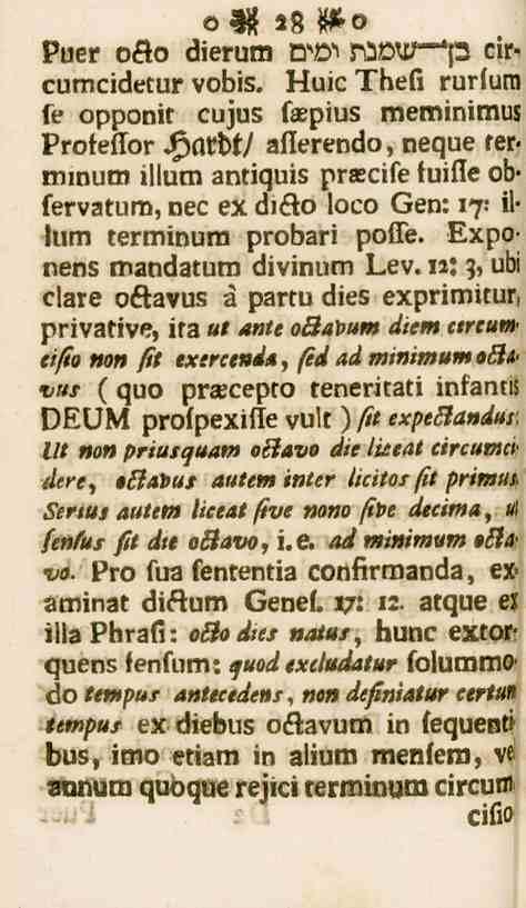 28 Puer ofto dierura ll^ rödvt-^ circumcidetur vobis.
