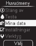 6 Använda mätaren som dagbok Mätaren kan spara upp till 2000 resultat med tid och datum. Du behöver inte spara resultaten manuellt.