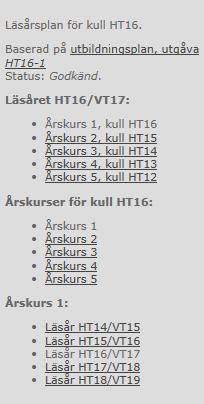 Manual för läsårsplaneringsverktyget i Kopps. En läsårsplan utgår ifrån den kurslista som tillhör utbildningsplanen.