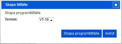 Skapa nytt programtillfälle Knappen Skapa programtillfälle som du hittar i verktygslådan i editorn Program, skapar ett nytt tillfälle på den aktuella revisionen av programmet.