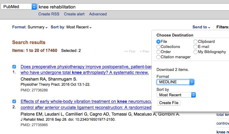 EndNote ska vara öppet när du gör importen av referenser från databaserna. PubMed När du sökt fram artiklar i PubMed kan du importera referenser från din träfflista eller från en enskild artikelpost.