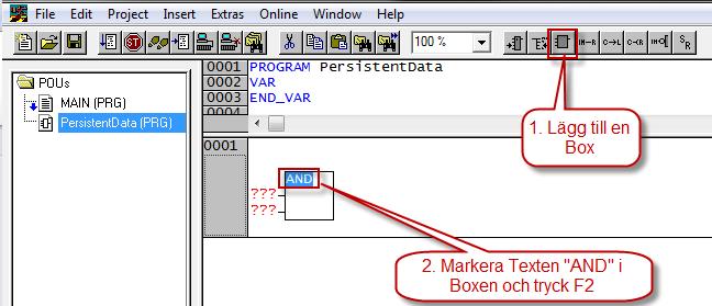 I programexemplet är Main programmet skapat i Strukturerad Text