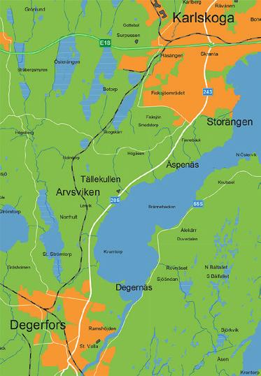 När vi vill berätta om orten som exempelvis, Samverkande partners logotyp placeras Möjligheternas stad, Attraktiva Karlskoga, alltid i sidbotten, med notering: I samarbete Trygg stad och så vidare