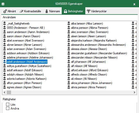 Du kan sedan markera en användare och välja om