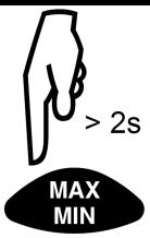 2.9 MIN MAX FUNKTION Med denna funktion visas de högsta och lägsta värdena bredvid det aktuella mätvärdet, instrumentet jämför varje nytt mätvärde med de värden som visas.