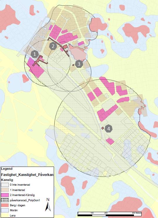 ca 4-7 m för de respektive schaktområdena. Avsänkning beräknas ske under sammanlagt ca 1 år. Figur 2.