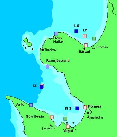 INLEDNING Nordvästskånes kustvattenkommitté startade sina undersökningar under hösten 1994 med hydrografiska mätningar på två stationer i Skälderviken och södra Laholmsbukten.