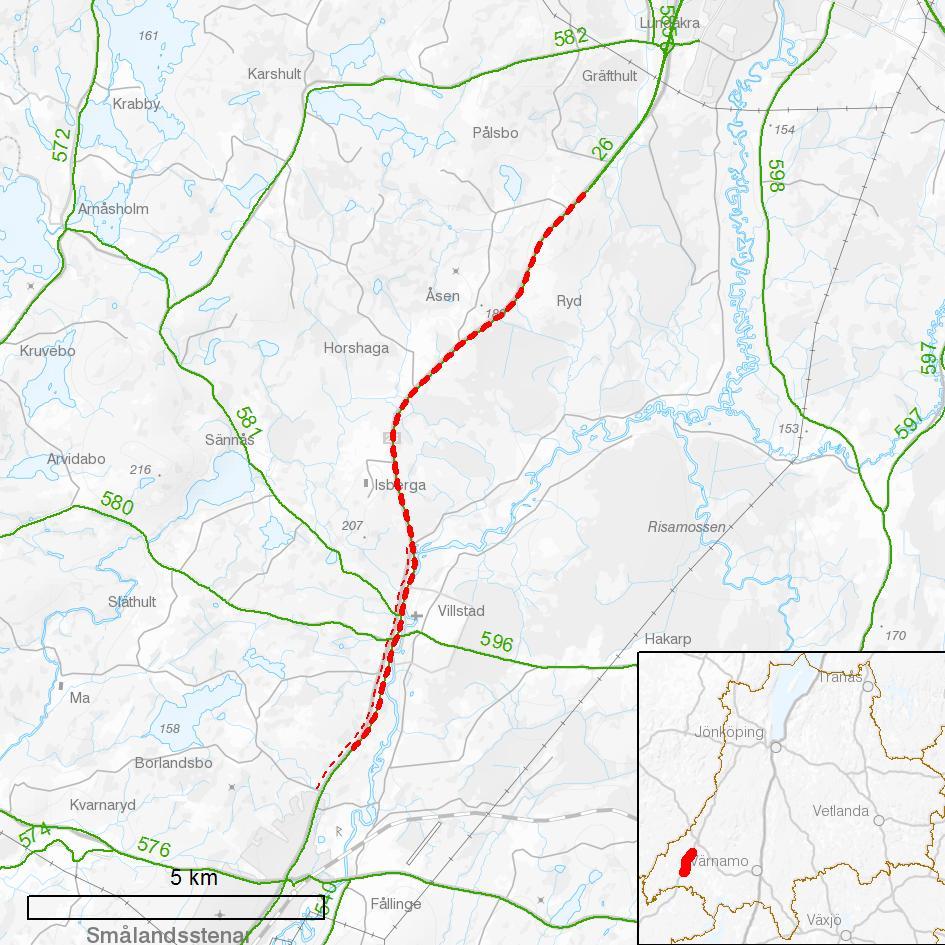 Rv 26 Smålandsstenar - Gislaved, YSY006 1. Beskrivning av åtgärden Nuläge och brister: Väg 26 är en nationell stamväg som sträcker sig mellan Halmstad via Jönköping och Kristinehamn till Mora.