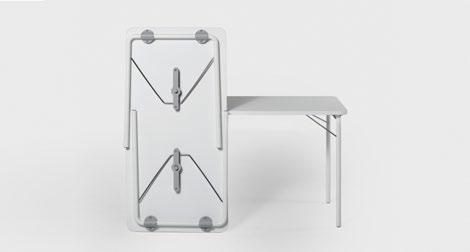 bord tables fold BY INGRID BACKMAN & ANDREAS STURE Fällbord i flera storlekar med stativ i stålrör i standard (svart eller vit) eller krom.