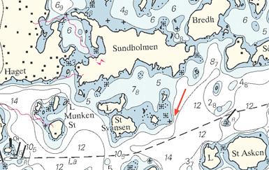 5 Nr 87 Position: 59-22,15N 18-17,57E Bsp Stockholms skärgård 6142 Sweden. Northern Baltic. Stockholm archipelago. Höggarnsfjärden. St Höggarn. Breakwater works in progress.