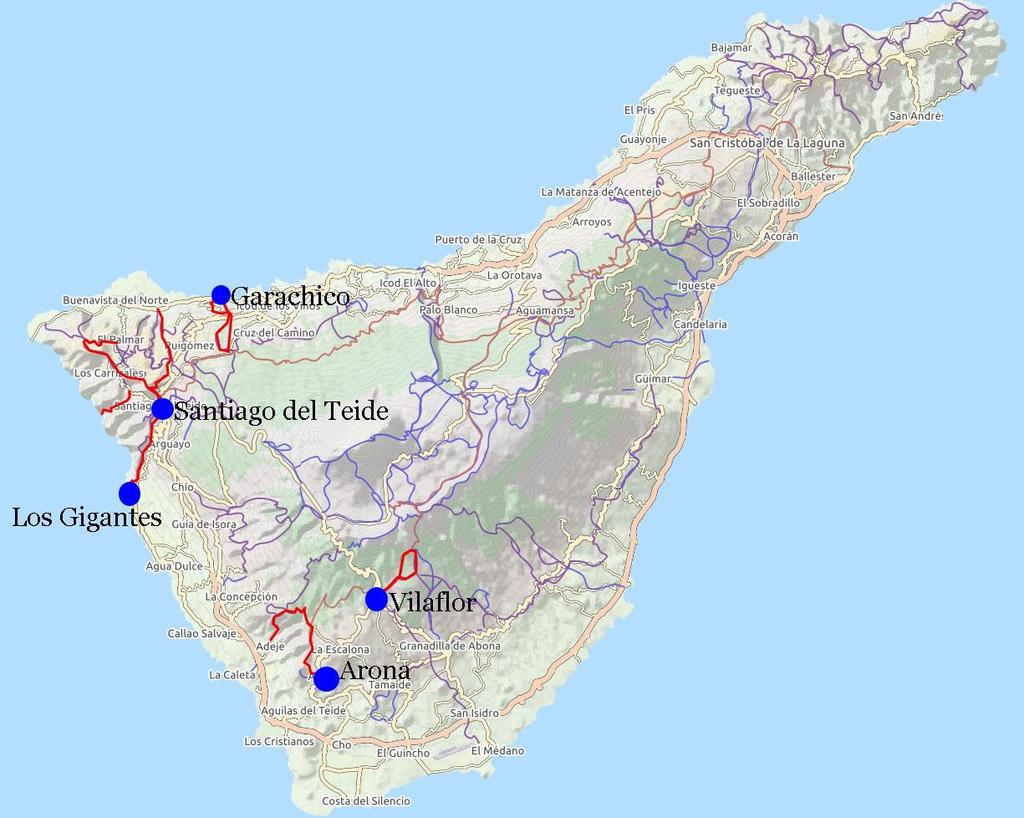 Teneriffa, 7 nätter 7(8) Teneriffa Vandringarna går längs stigar och vandringsvägar både i bergsmiljö och vid kusten. Underlaget ofta är ojämnt. Vandringsstavar rekommenderas.