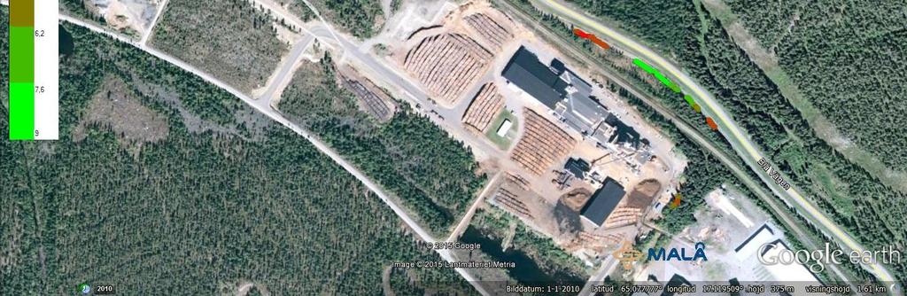 Resultat från utförd georadarmätning tillsammans med kommentarer ses i bilaga (där är även de kompletterande borrpunkterna inarbetade).