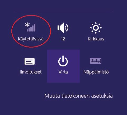Windows 8 Flytta musens pekare till skärmens högra övre hörn. Välj därefter hjulikonen (inställningar). Klicka sedan på nätverksikonen.