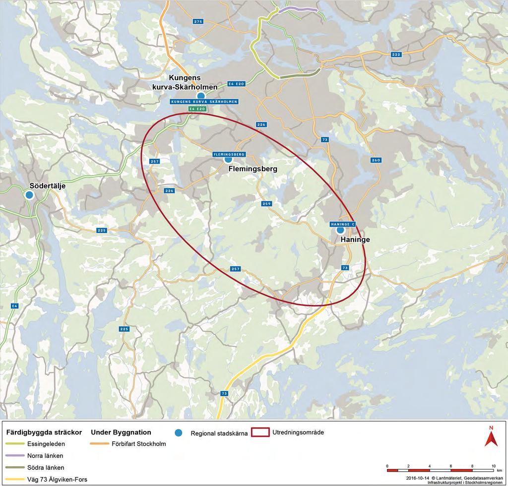 4.2 Befintligt transportsystem Väg 259 är en tvärled i öst-västlig riktning som utgör en del av det primära vägnätet på Södertörn, se figur 4.16.