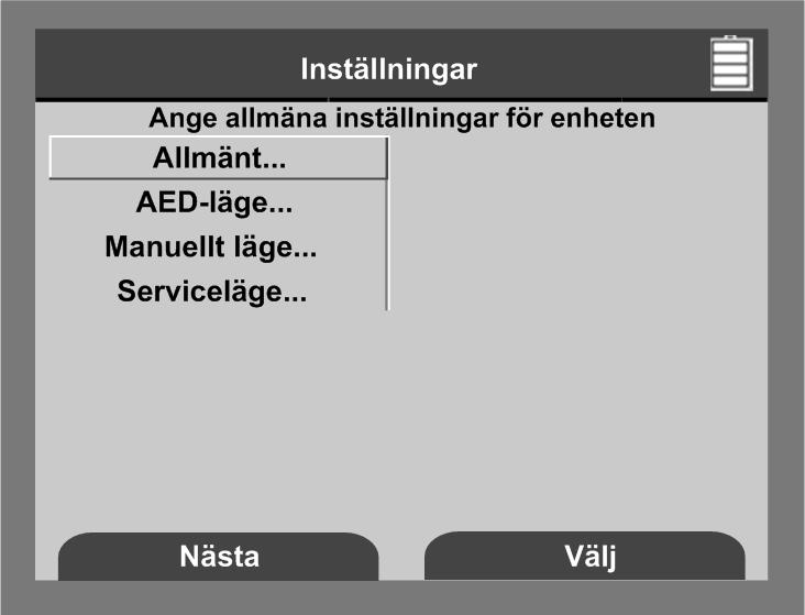 Ändra inställningsalternativ ÄNDRA INSTÄLLNINGSALTERNATIV Bilaga D Med inställningsalternativen kan du bestämma olika funktioner för defibrillatorn, till exempel HLR-intervall.