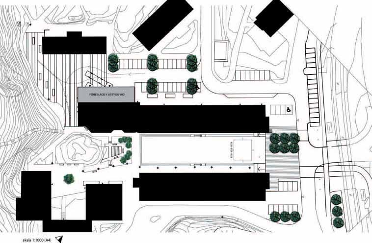 57 Programförslag Ytor runt torget ÅV Skissen ovan visar hur man kan ersä a de parkeringsplatser som försvinner vid en tillbyggnad av