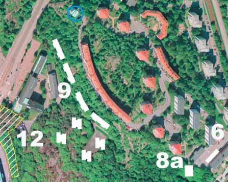 9 Vid/på bollplanen i dalen Förslaget innebär en ny bostadsgrupp med entré från Guldhedsgatan. Nedan redovisas två principer vilka var för sig innehåller ca 150-200 lägenheter i blandade storlekar.