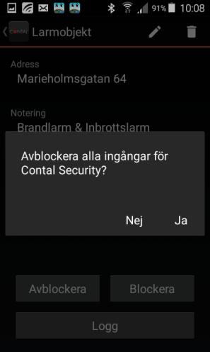 I dagsläget kan vi inte avblockera enskilda ingångar. Avsluta med att välja skicka. Android En grå ruta visas som bekräftelse på att begäran om avblockering har skickats.