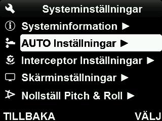7.3 ÄNDRA AUTO PITCH-REGLERKURVA Auto pitch-reglerkurvan talar om för systemet hur mycket interceptorerna ska skjutas ut vid varje hastighet, och därmed justeras båtens pitchvinkel i