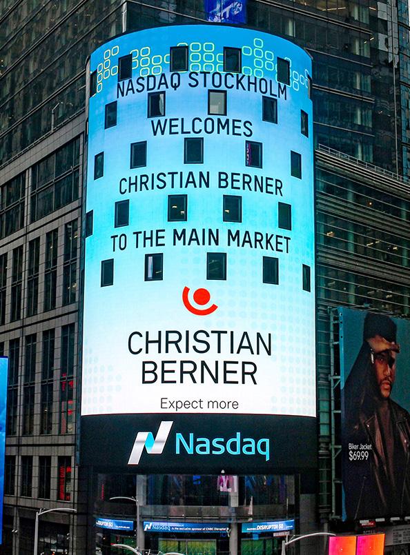 VD HAR ORDET Stark orderingång och omsättningsökning under första kvartalet Efter listbytet tidigare i år är denna kvartalsrapport Christian Berners första som noterat bolag på Nasdaq Stockholm.