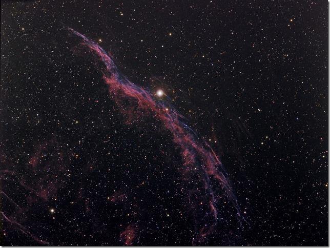 NGC6960. Även här en gammal färgbild med 28x15min, Atik 383LC. 16x10min H-alfa tillagt med Atik 383L. Här har jag provat jag en mer tidskrävande teknik.