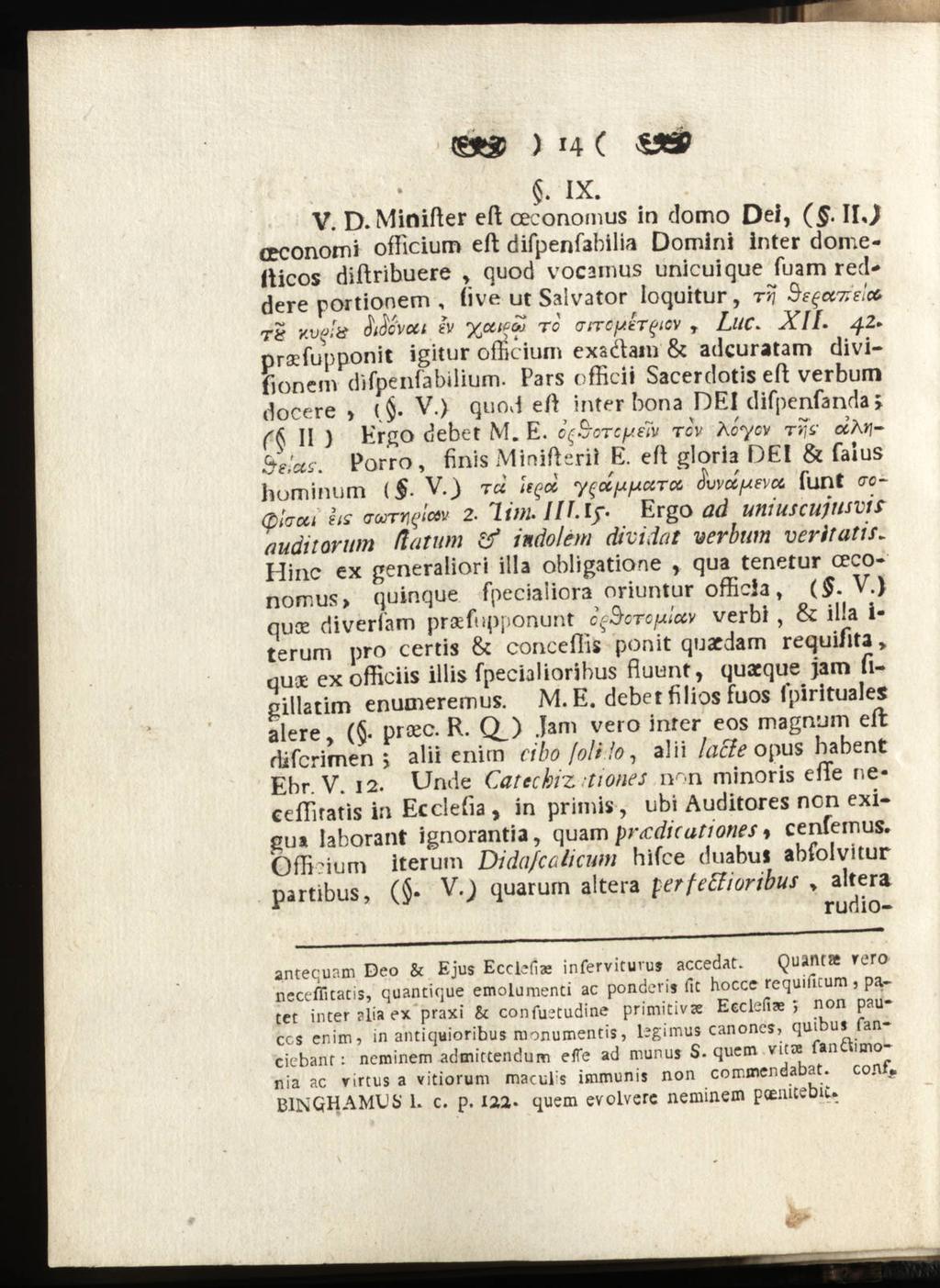 < *$ ) i4 ( S» $. IX. V. D. Minifter eft ceconomus in domo Dei, (.