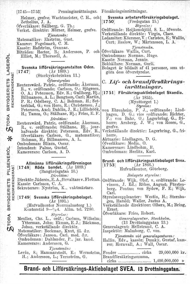 ..J' - 0::. W Z W fl) _. ::! c.. o ii: w;.: w <!Je:: >- o::.m «o:: [1745-1753J Penninginättninga. Fösäkingsinättninga. Helme, gefve; Wachtmeiste, C. H., och Svenska abetaefösäkingsbolaget.