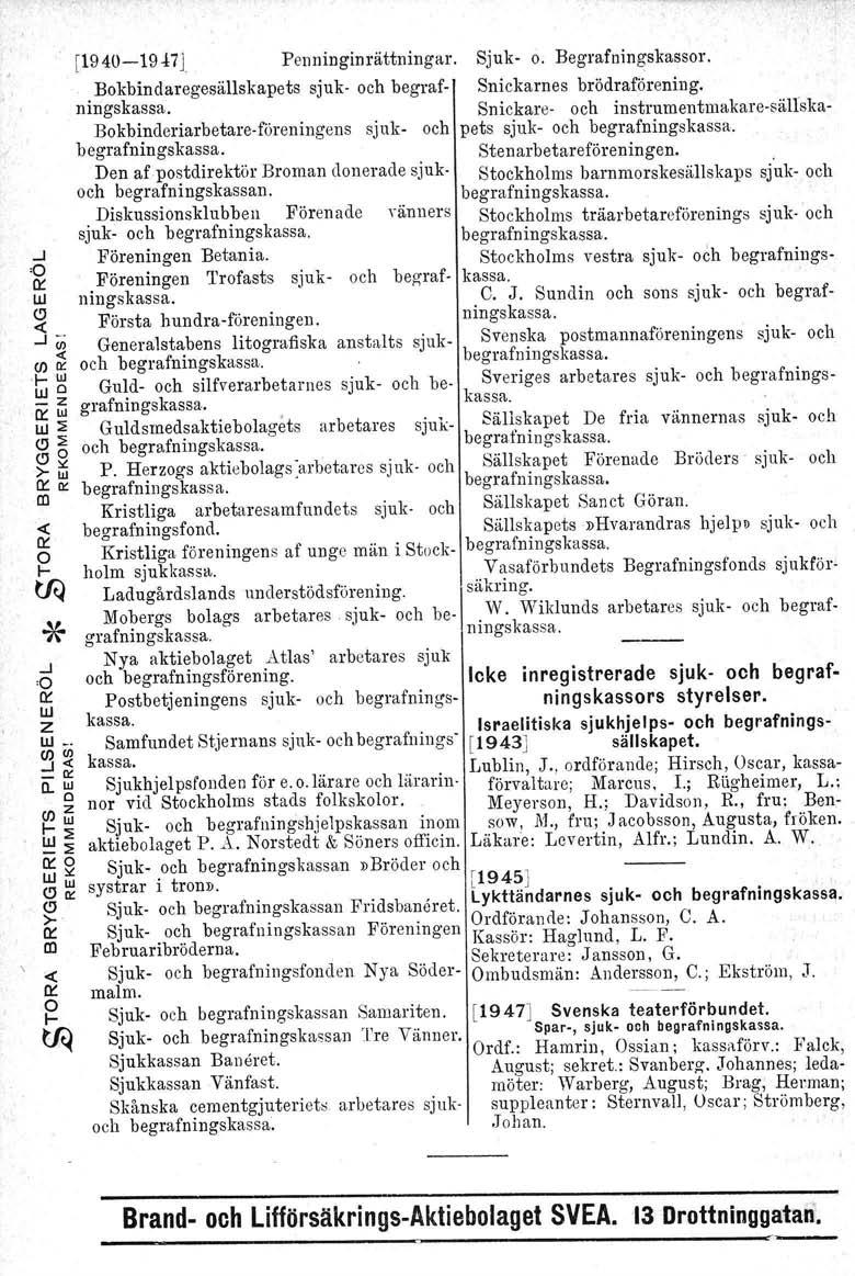 ...J 'o o:: UJ Z UJ,. (/)<Jl...J < - a.wo (/)z I- UJ::; w -::; 0::0 UJ CJ CJ >- o:: o «o:: I- [1940-19.J:7] Penninginättninga. Sjuk- o. Begafnin&,skasso.