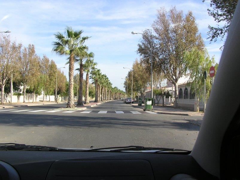 Här börjar allén mot huvudgatan i El Oasis. Du ska befinna dig på Avenida Justo Quesada (se kartan på tidigare sida).