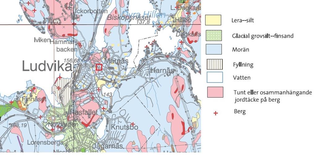 GEOTEKNISKA FÖRHÅLLANDEN Områdets geologi och topografi Området är beläget i Ludvika tätort med både bebyggelse och skogsområden (Vallaskogen).